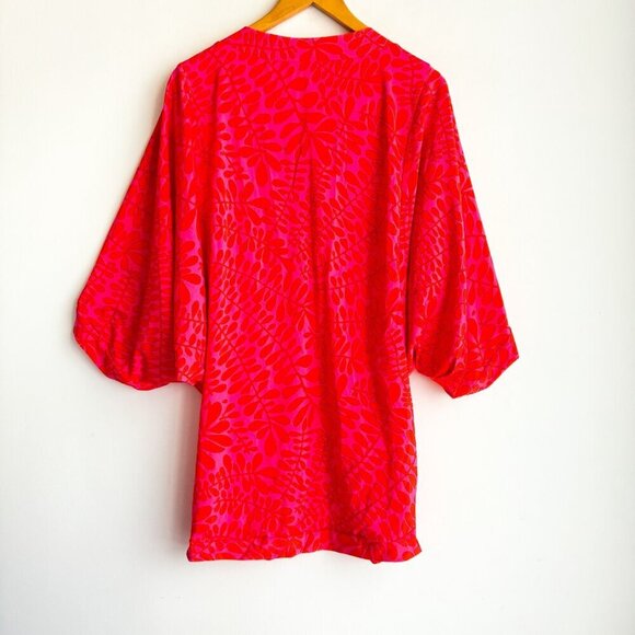 Trina Turk Trellis Red Pink Swim Cover Tunic L - Picture 3 of 5